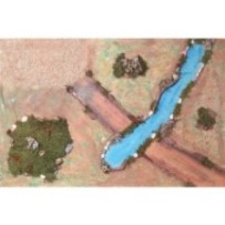 Suelo para belén con río y puente