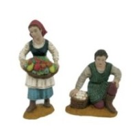 Pastor y niña con frutas 12 cm Durexina