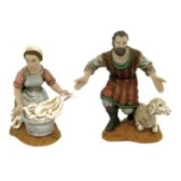 Pastor con oveja y lavandera 12 cm Durexina