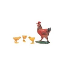 Gallina y pollitos de plástico para figuras de 7 a 12 cm