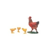 Gallina y pollitos de plástico para figuras de 7 a 12 cm