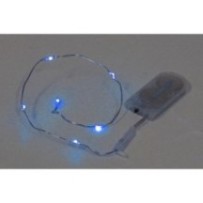 Hilo 6 mini Leds azules 30 cm a pilas, 6 unidades