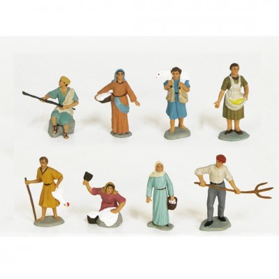 12 figuras de pastores surtidos en 7 cm de Oliver en plástico