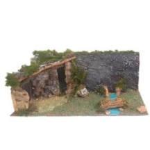 Belén rústico con río para figuras de 7-10 cm de Oliver