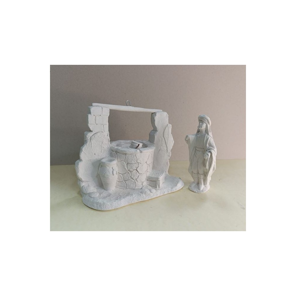 Pozo y Pocero Escayola 21cm para Pintar-latiendadelosbelenes