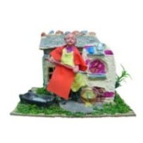 Panadero Amasando en Resina con Movimiento y Luz (19cm - 230V) | Escena del Horno para Belén