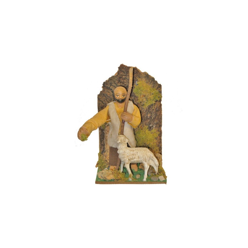 Pastor con Oveja y Movimiento | Figura Escena de Pastoreo para Belén
