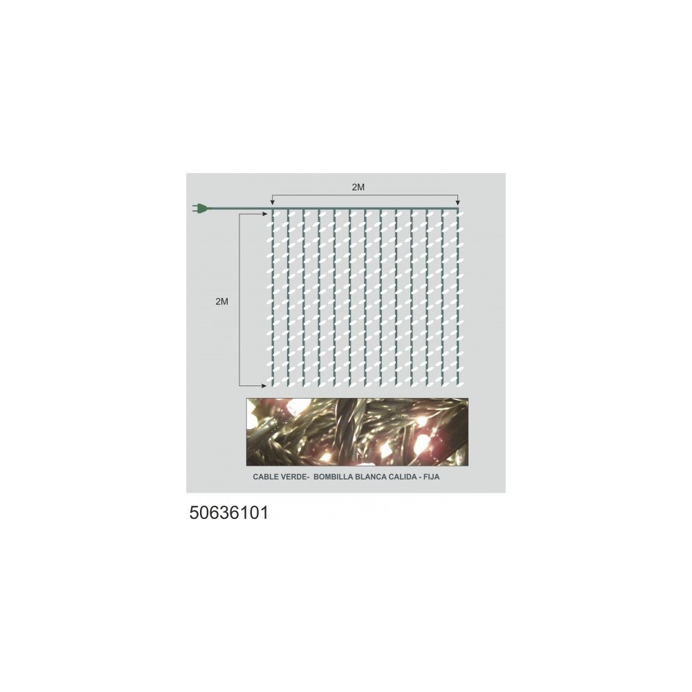 Cortina MICRO LED Fija 504L (2x2m) | Blanco Cálido | Uso Interior | latiendadelosbelenes