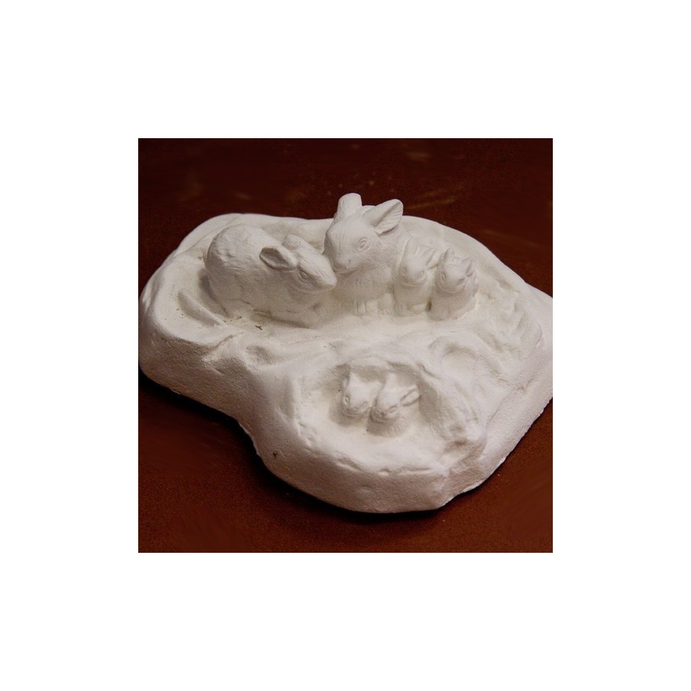 Grupo de conejos en escayola de 3 cm